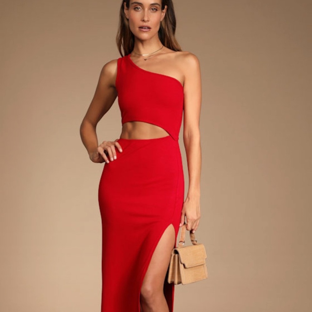 Lulu's Spice Things Up Ribbed Red Dress